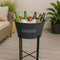 BAR BUTLER WINE BUCKET WITH HANDLES GREY MOTTLED WHITE ON A BLACK STAND, 18L