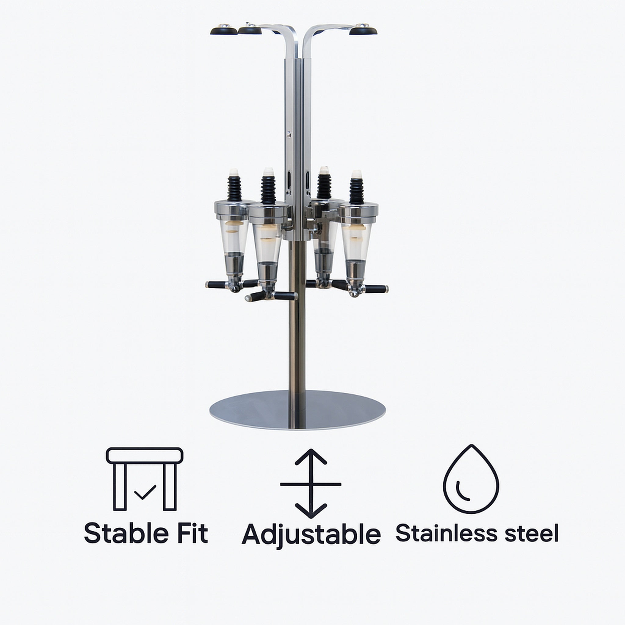 BAR BUTLER 4 BOTTLE TOT MEASURE DISPENSERS 25ML ON A ROTARY STAND