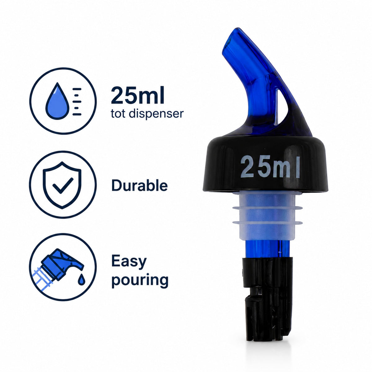 BAR BUTLER TOT MEASURE POURER BLUE PLASTIC, 25ML