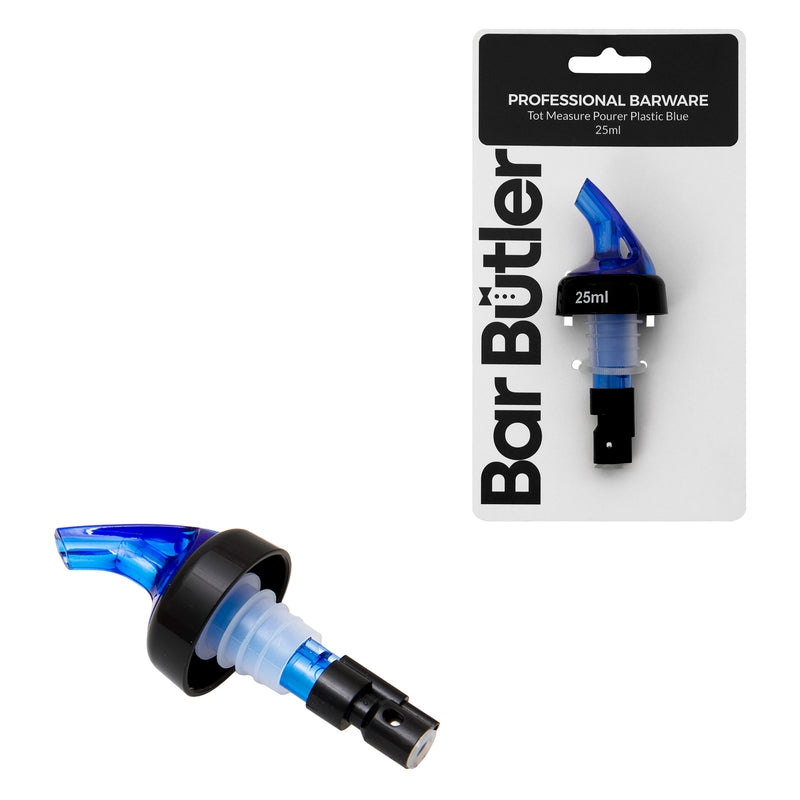 BAR BUTLER TOT MEASURE POURER BLUE PLASTIC, 25ML (40MM DIAX105MM)