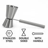 BAR BUTLER DOUBLE TOT MEASURE WITH HANDLE ST STEEL, 25ML/50ML