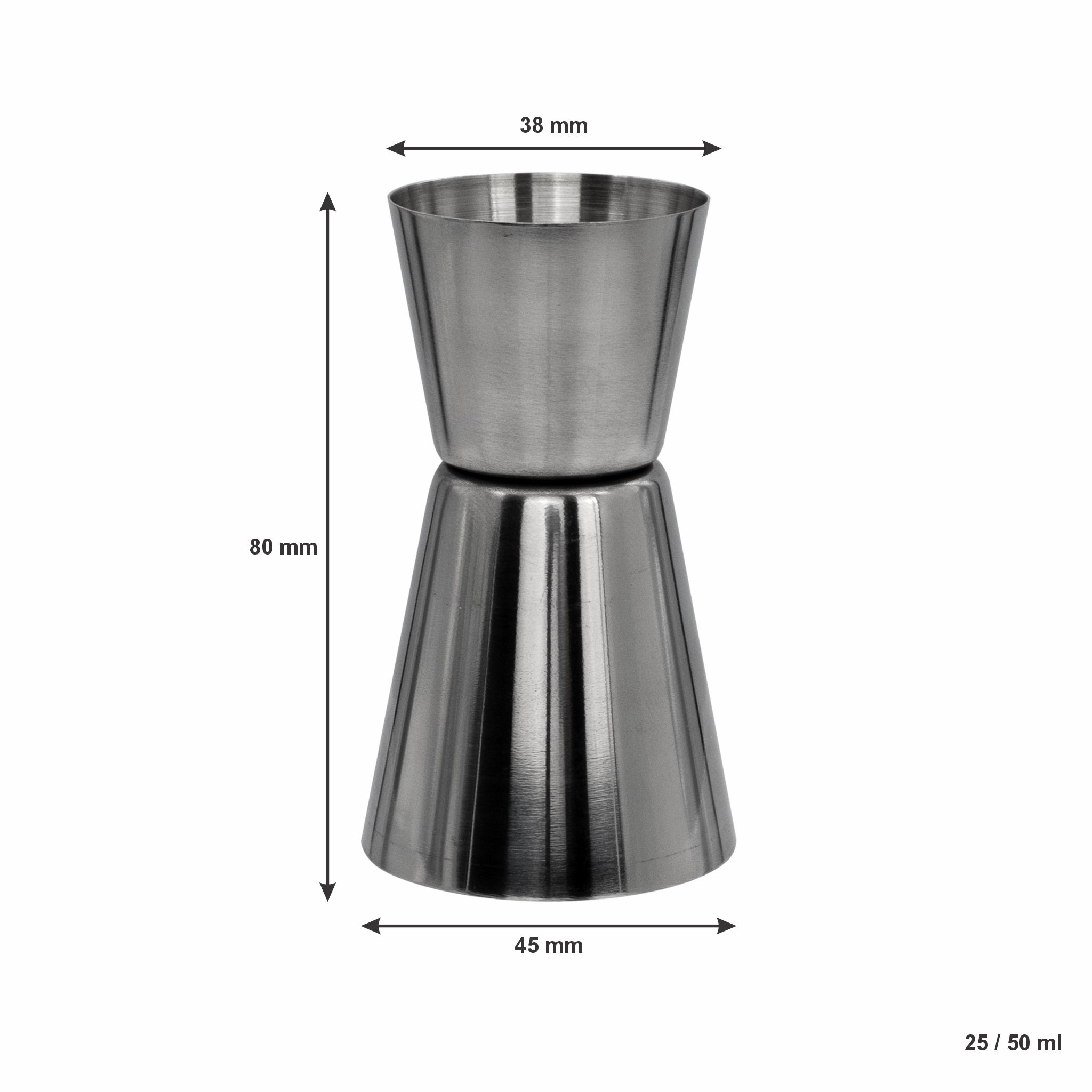 BAR BUTLER DOUBLE TOT MEASURE ST STEEL, 25ML/50ML