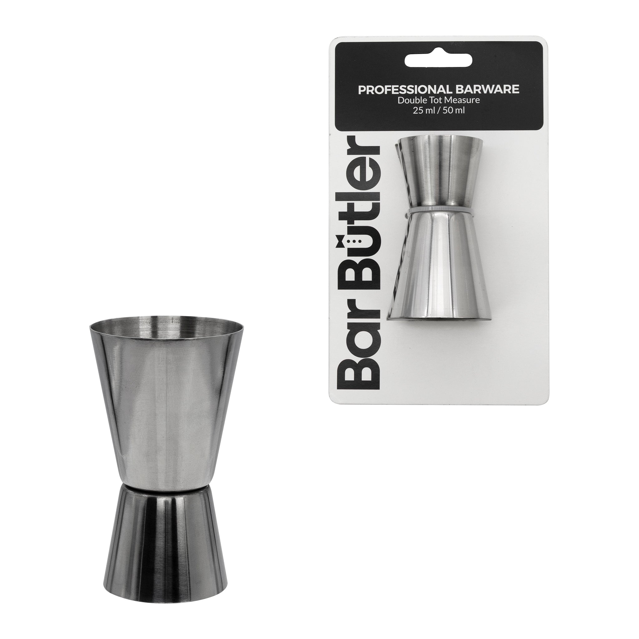 BAR BUTLER DOUBLE TOT MEASURE ST STEEL, 25ML/50ML