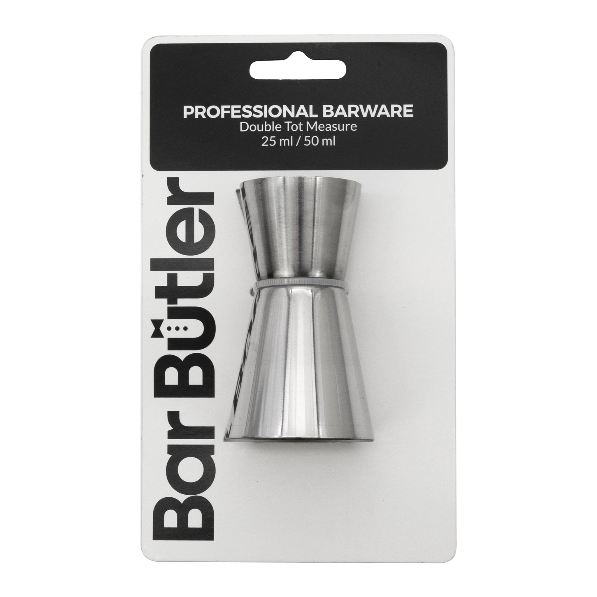 BAR BUTLER DOUBLE TOT MEASURE ST STEEL, 25ML/50ML