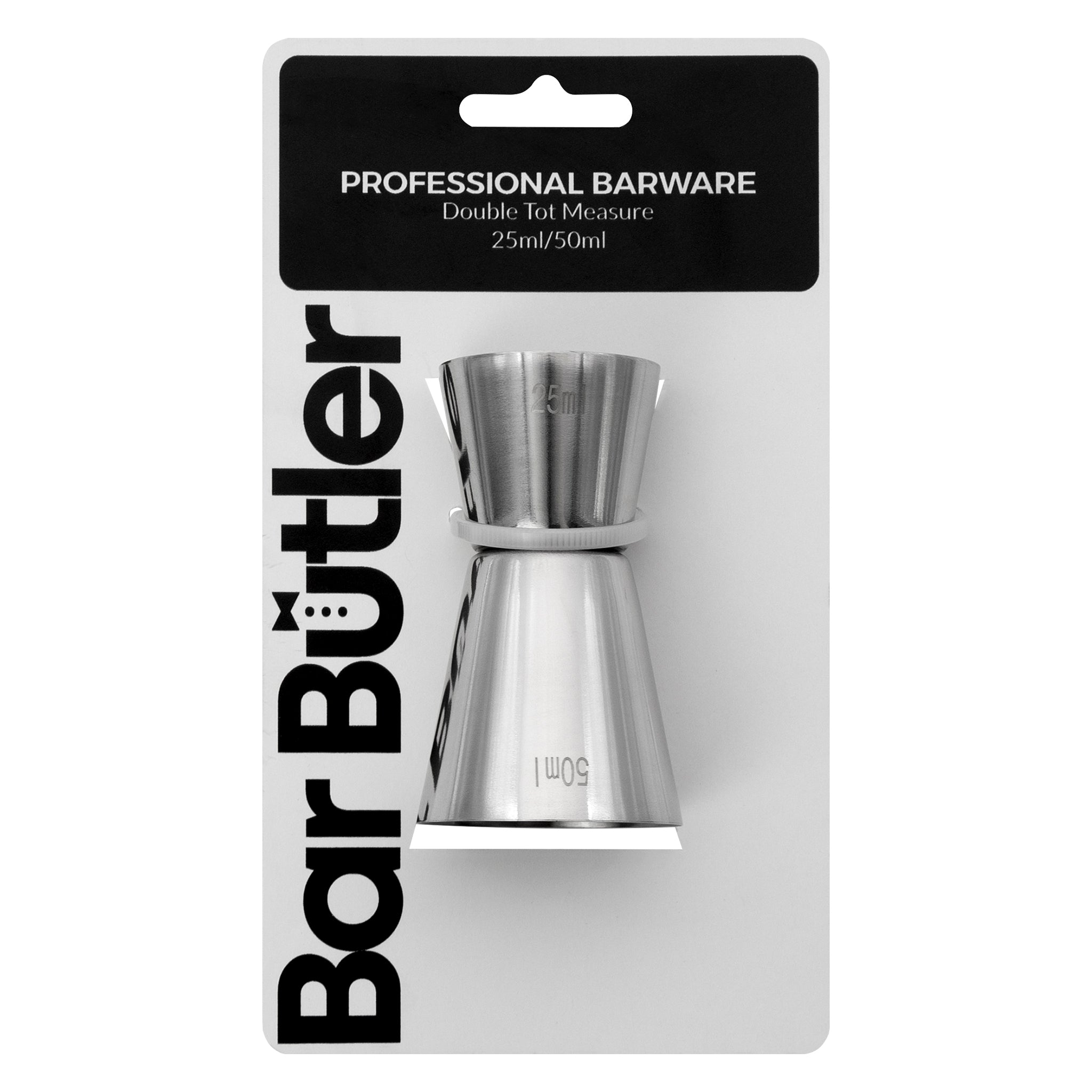 BAR BUTLER DOUBLE TOT MEASURE ST STEEL, 25ML/50ML