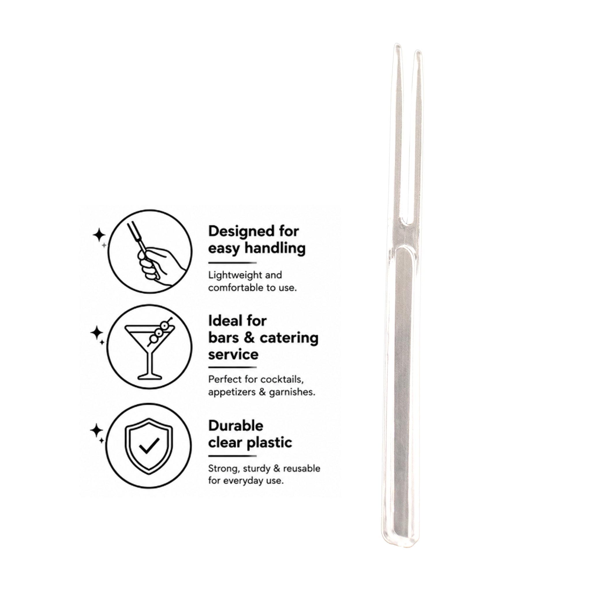 BAR BUTLER CLEAR COCKTAIL PLASTIC FORKS 24PK, 105MM