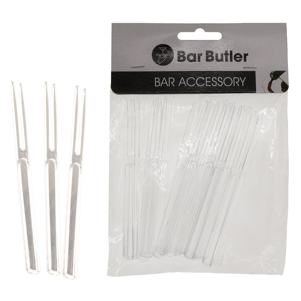 BAR BUTLER CLEAR COCKTAIL PLASTIC FORKS, 24PCS (105MM)