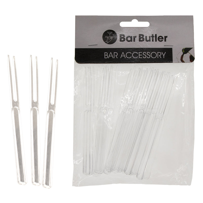 BAR BUTLER CLEAR COCKTAIL PLASTIC FORKS, 24PCS (105MM)