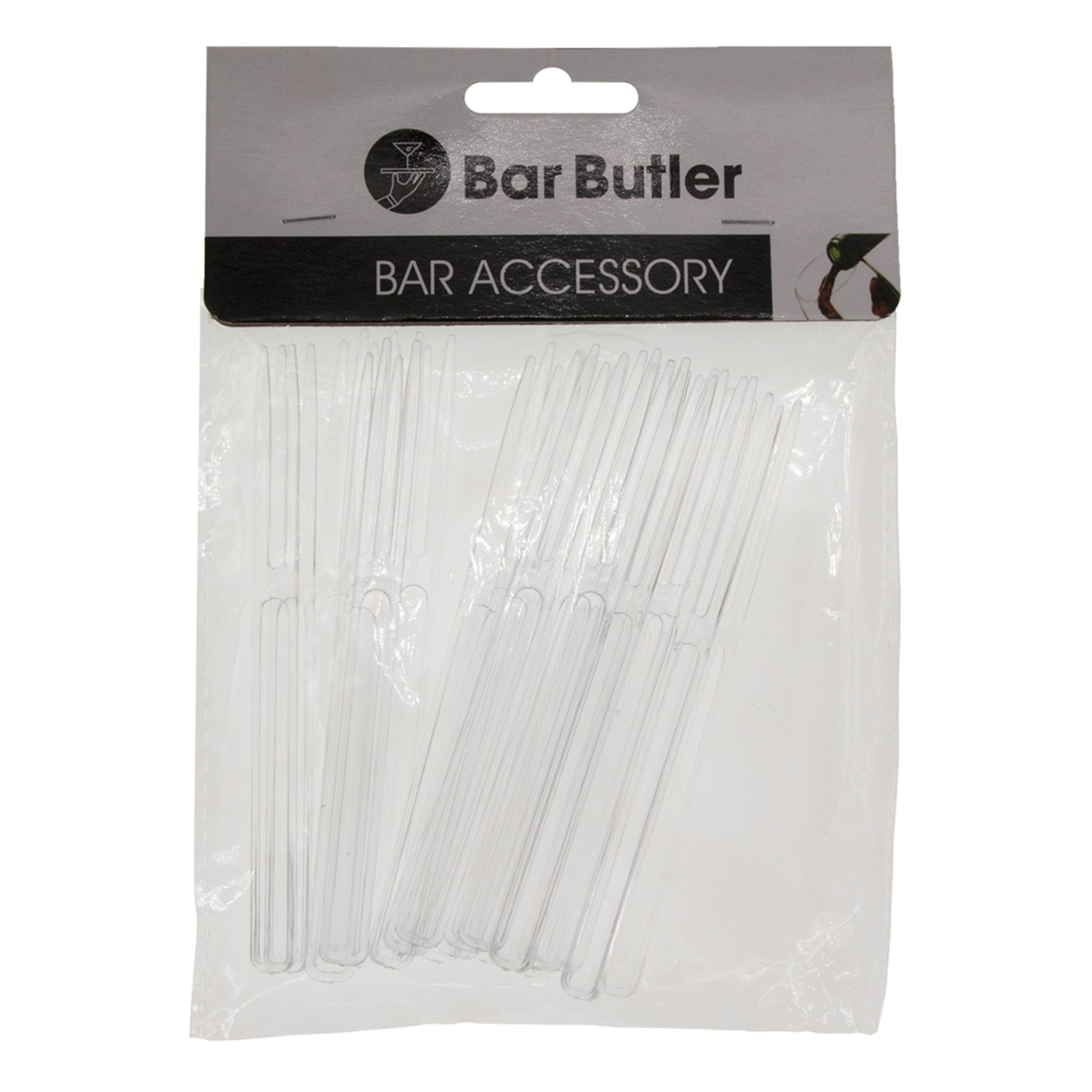 BAR BUTLER CLEAR COCKTAIL PLASTIC FORKS 24PK, 105MM