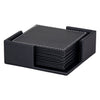 BAR BUTLER SQUARE LEATHERETTE COASTERS 100X100MM IN HOLDER 7 PIECE SET