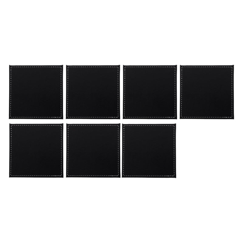 BAR BUTLER SQUARE LEATHERETTE COASTERS IN HOLDER 7 PIECE SET, (115X115X42MM)