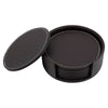 BAR BUTLER ROUND LEATHERETTE COASTERS IN HOLDER 7PCS SET