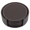 BAR BUTLER ROUND LEATHERETTE COASTERS 100MM DIA. IN HOLDER 7 PIECE SET