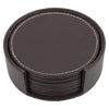 BAR BUTLER ROUND LEATHERETTE COASTERS IN HOLDER 7PCS SET