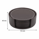 BAR BUTLER ROUND LEATHERETTE COASTERS IN HOLDER 7PCS SET
