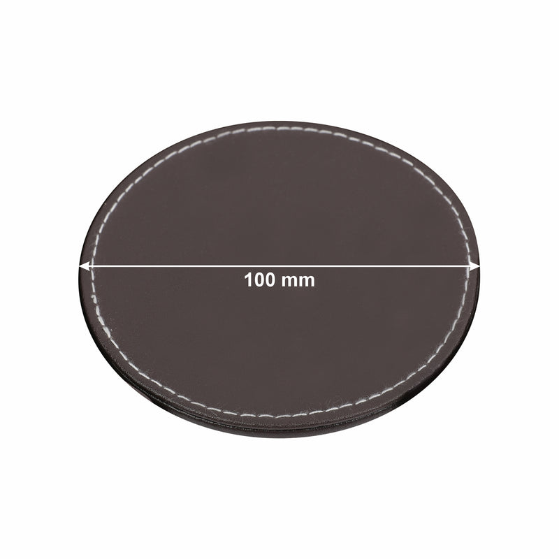 BAR BUTLER ROUND LEATHERETTE COASTERS IN HOLDER 7PCS SET