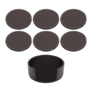 BAR BUTLER ROUND LEATHERETTE COASTERS IN HOLDER 7PCS SET
