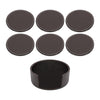 BAR BUTLER ROUND LEATHERETTE COASTERS IN HOLDER 7PCS SET
