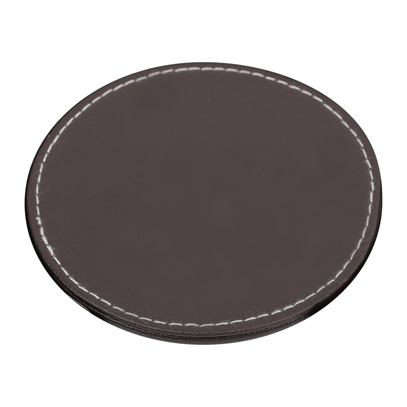 BAR BUTLER ROUND LEATHERETTE COASTERS IN HOLDER 7PCS SET