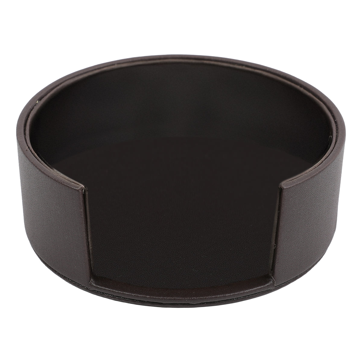 BAR BUTLER ROUND LEATHERETTE COASTERS 100MM DIA. IN HOLDER 7 PIECE SET
