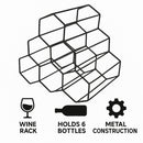 BAR BUTLER GEOMETRIC HEXAGON 6 BOTTLE BLACK WINE RACK