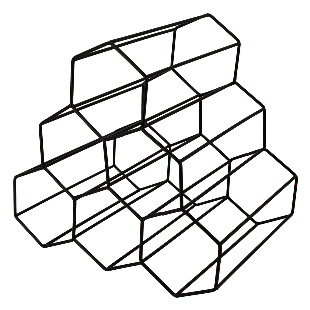 BAR BUTLER GEOMETRIC HEXAGON 6 BOTTLE BLACK WINE RACK