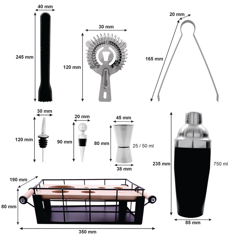 BAR BUTLER COCKTAIL BAR 8 PIECE SET, (350X180X90MM)