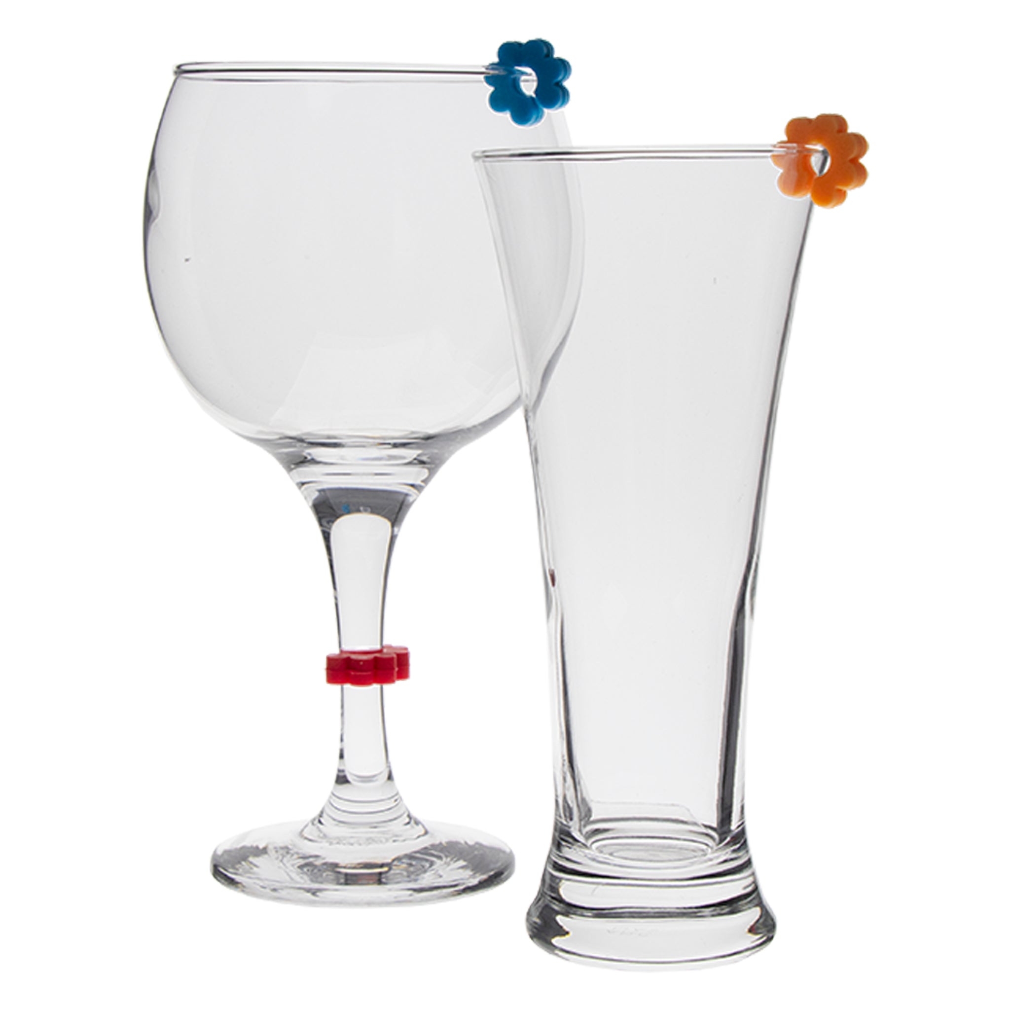 BAR BUTLER WINE GLASS STEM COLOURED SILICONE MARKERS 12PK SET
