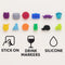 BAR BUTLER WINE GLASS SILICONE MARKER CHARMS 12PCS SET