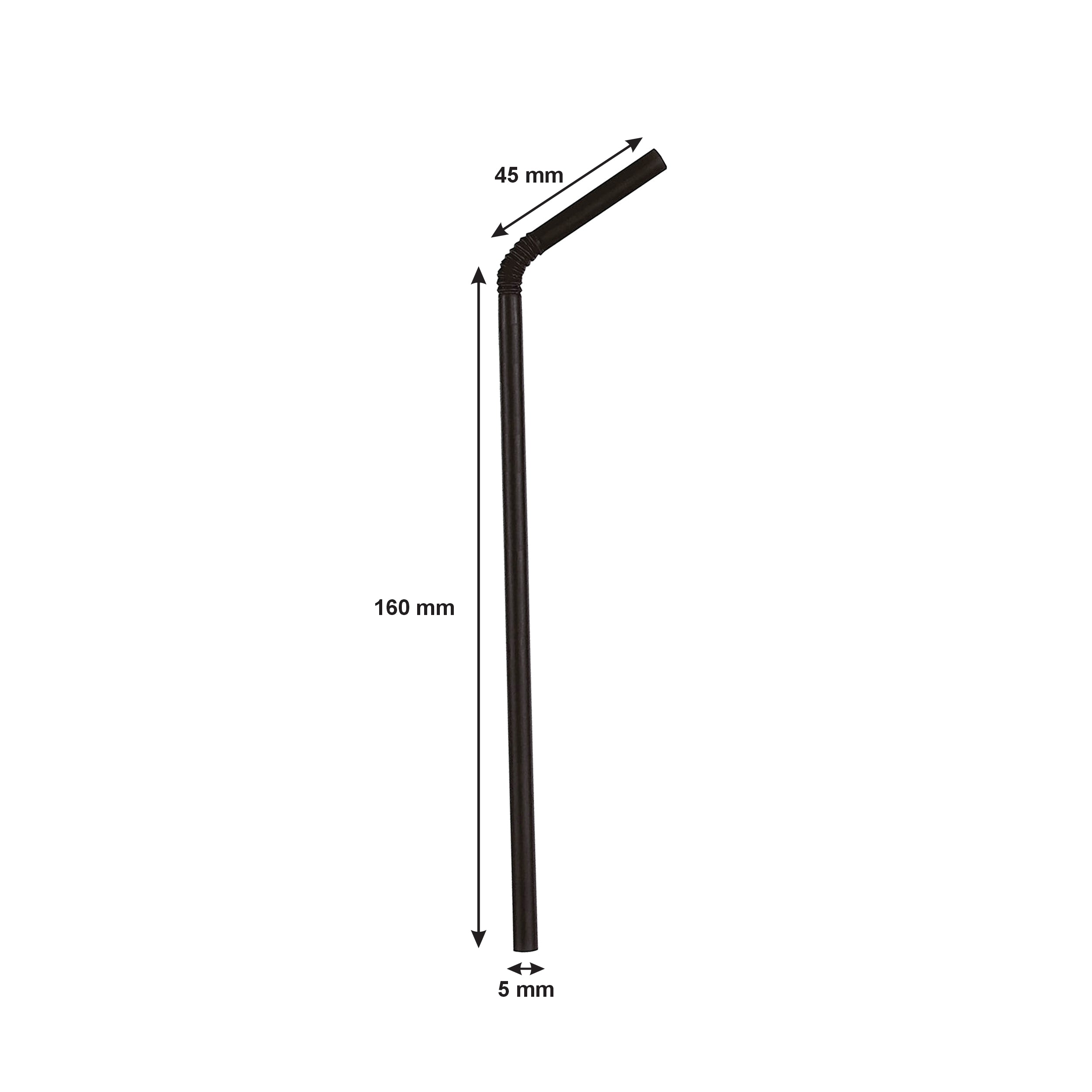 BAR BUTLER STRAWS BLACK BENDY 5MM, 100PK