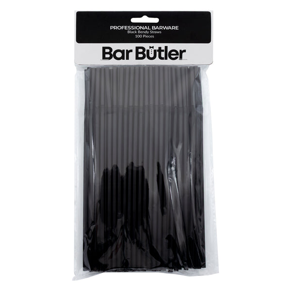 BAR BUTLER STRAWS BLACK BENDY (5MM), 100PCS