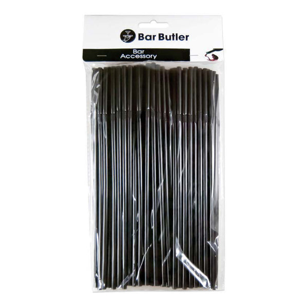 BAR BUTLER STRAWS BLACK BENDY (5MM), 100PCS