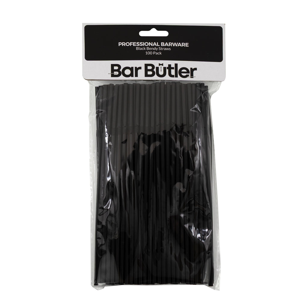 BAR BUTLER STRAWS BLACK BENDY 5MM, 100PK