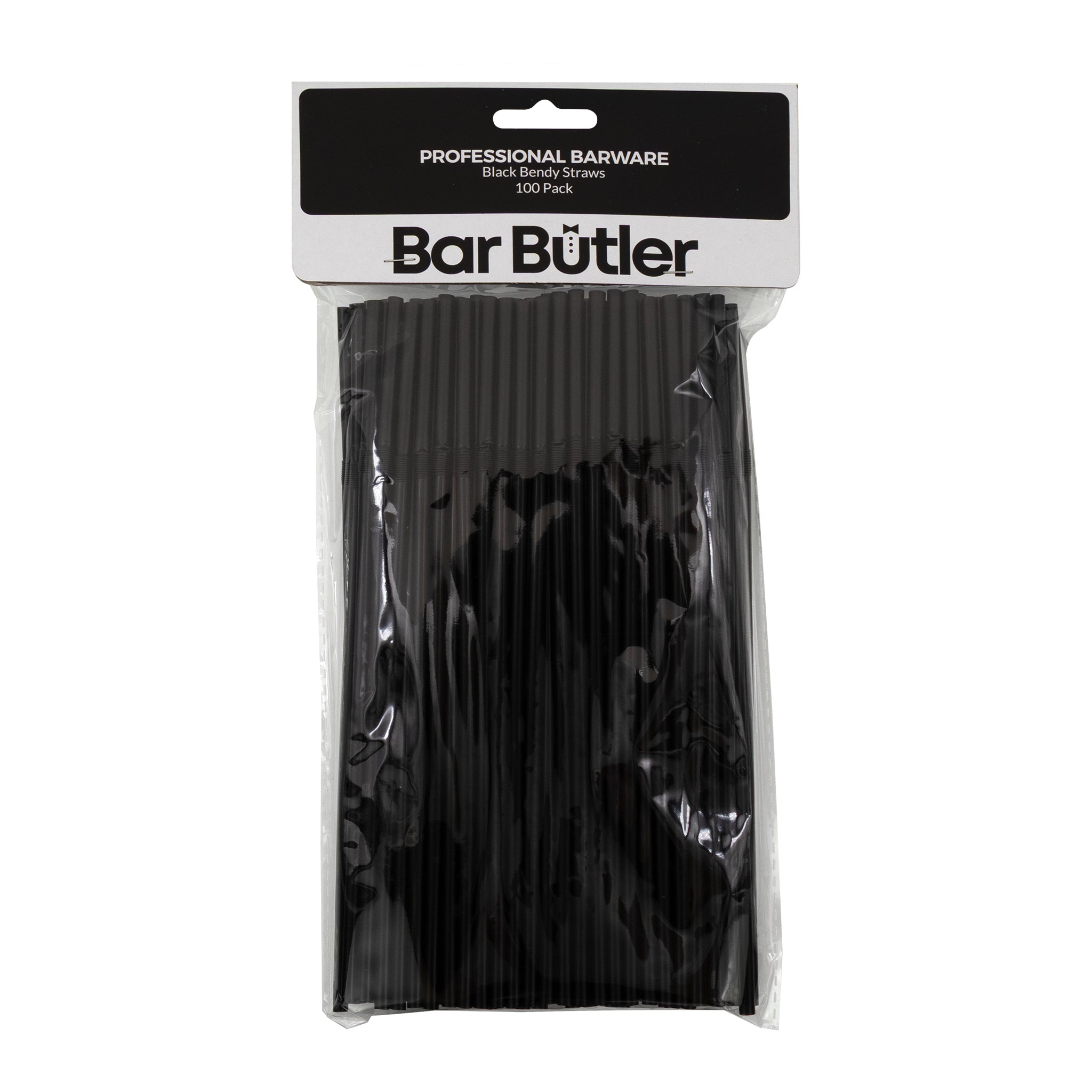 BAR BUTLER STRAWS BLACK BENDY 5MM, 100PK