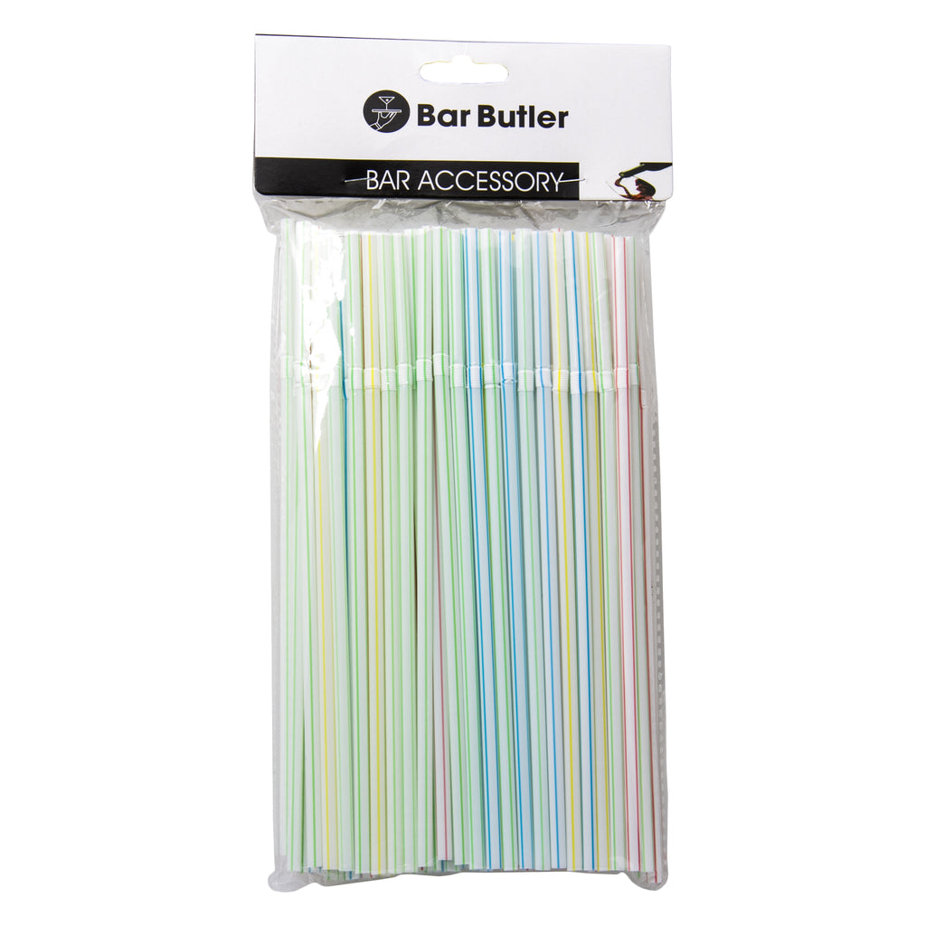 BAR BUTLER STRAWS BENDY CANDY COLOURED (5MM), 100PCS
