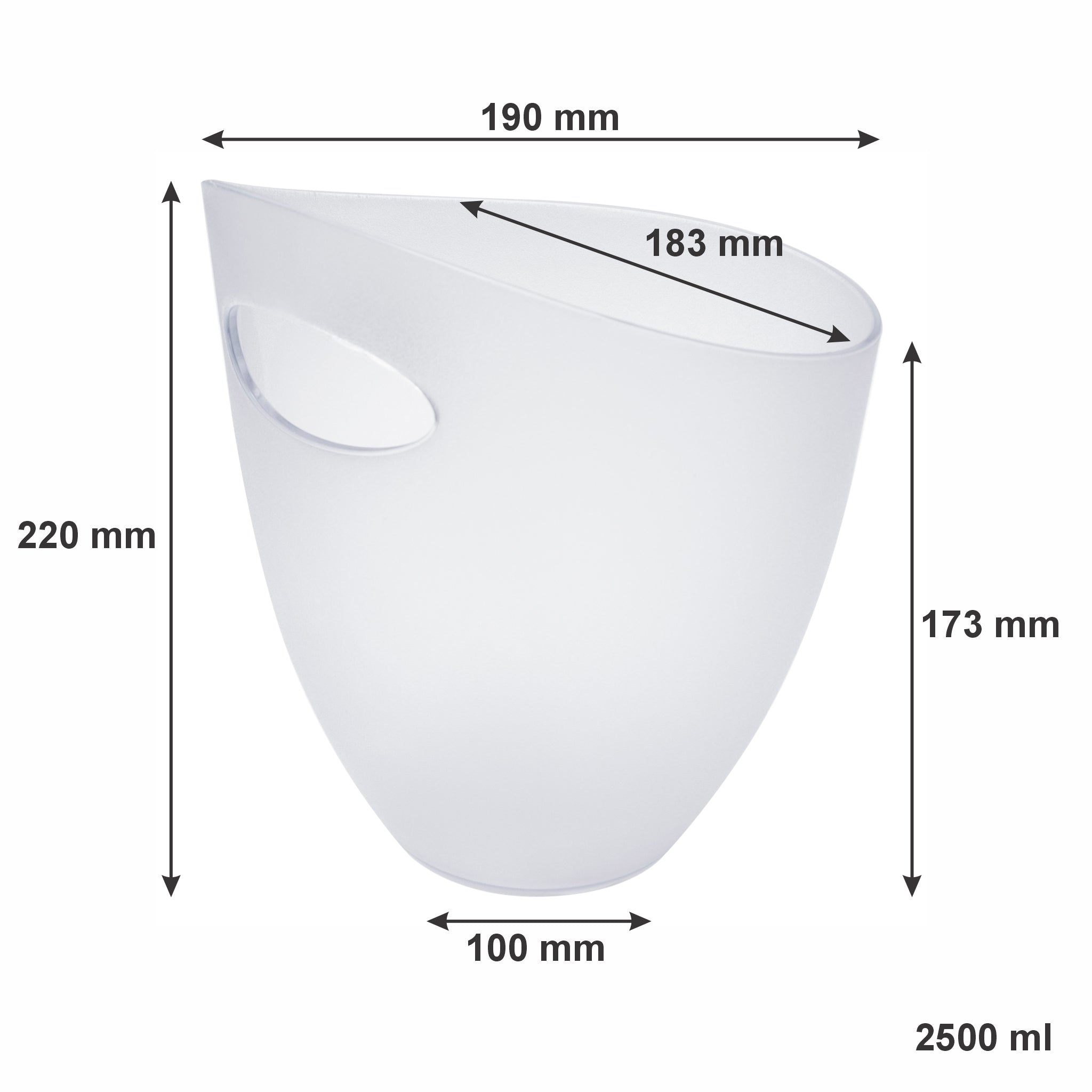 BAR BUTLER ICE BUCKET OPAQUE PS PLASTIC, 2.5L