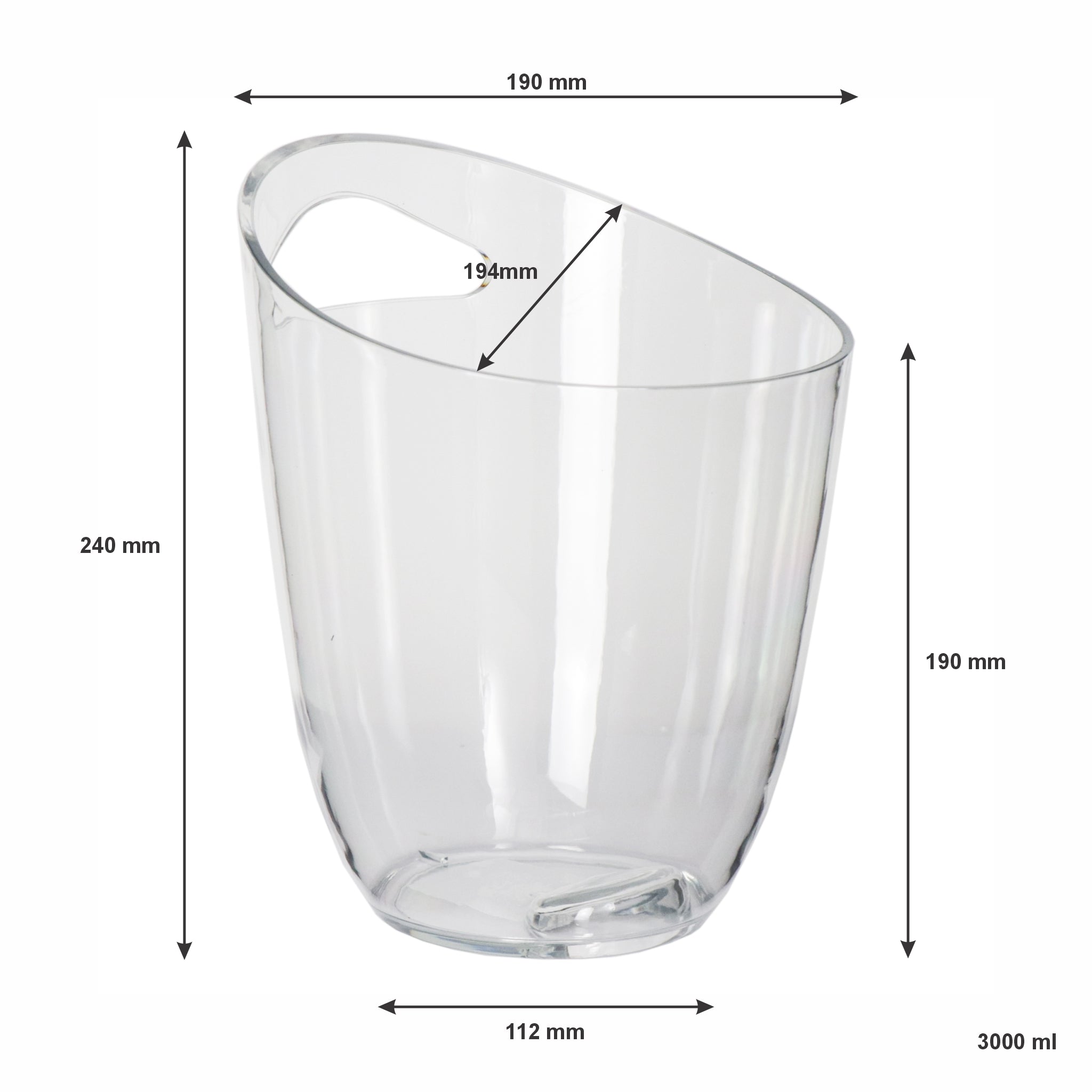 BAR BUTLER WINE BUCKET CLEAR PS PLASTIC, 3L
