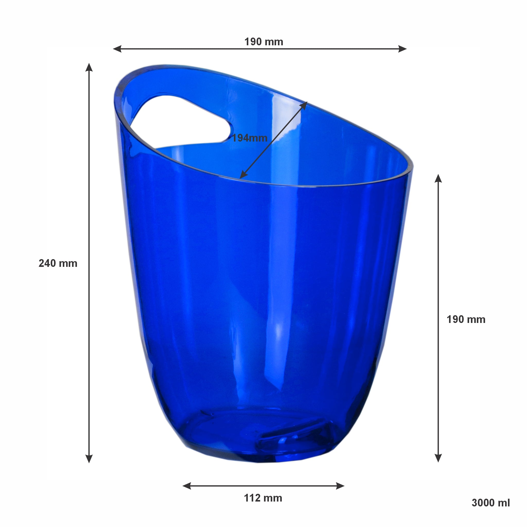 BAR BUTLER WINE BUCKET TRANSPARENT BLUE PS PLASTIC, 3L