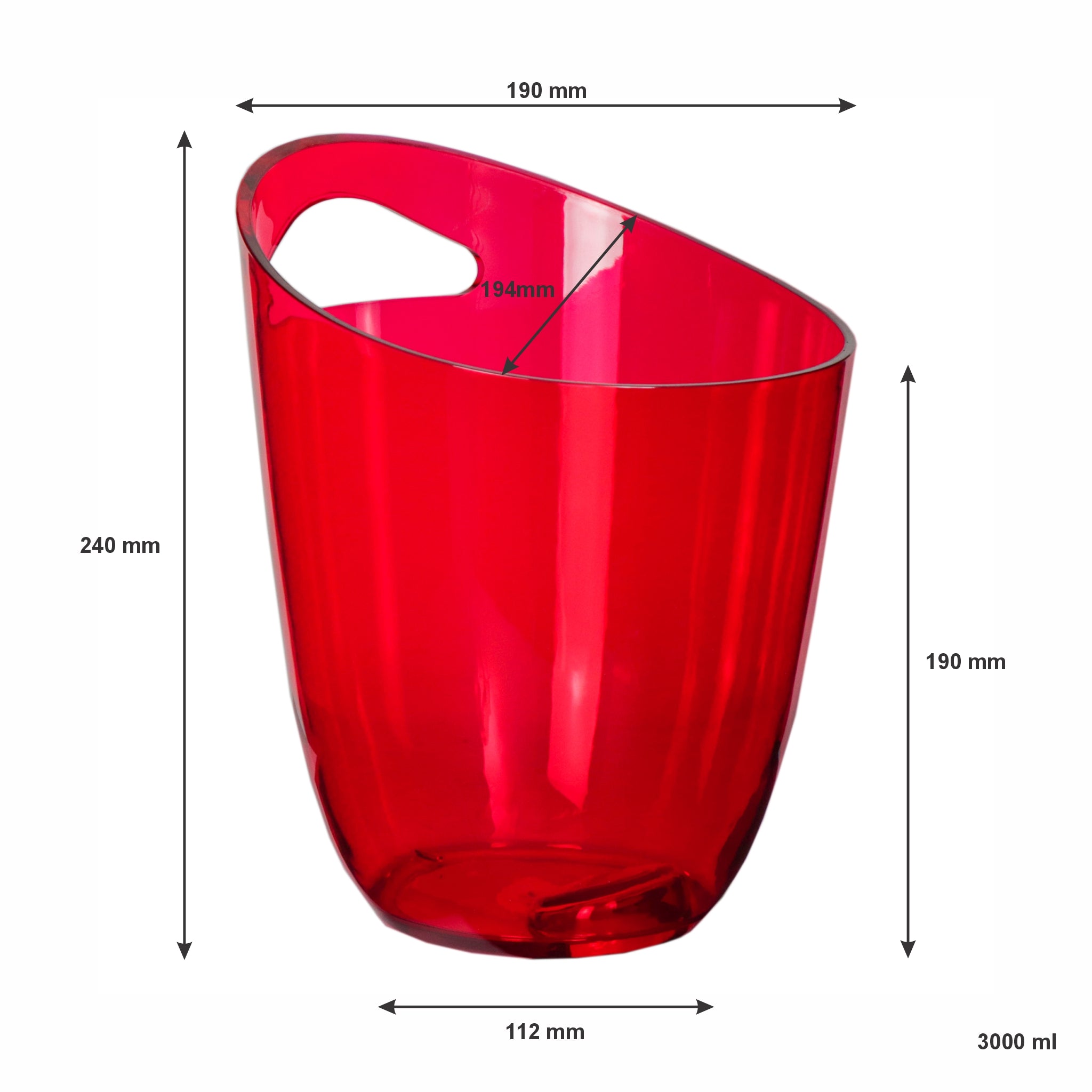BAR BUTLER WINE BUCKET TRANSPARENT RED PS PLASTIC, 3L