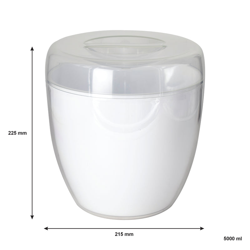 BAR BUTLER BUCKET WHITE WITH INNER & LID PLASTIC, 5LT (225X215MM DIA)