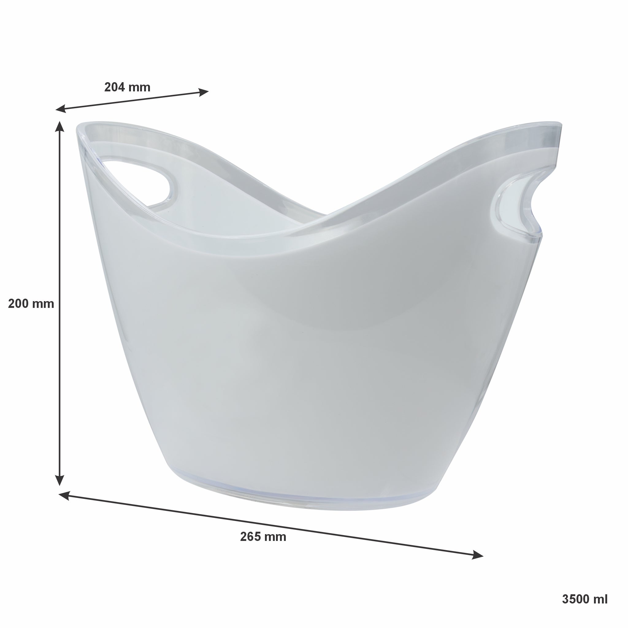 BAR BUTLER TWO TONE WINE BUCKET OVAL WHITE/CLEAR  PS PLASTIC, 3.5L