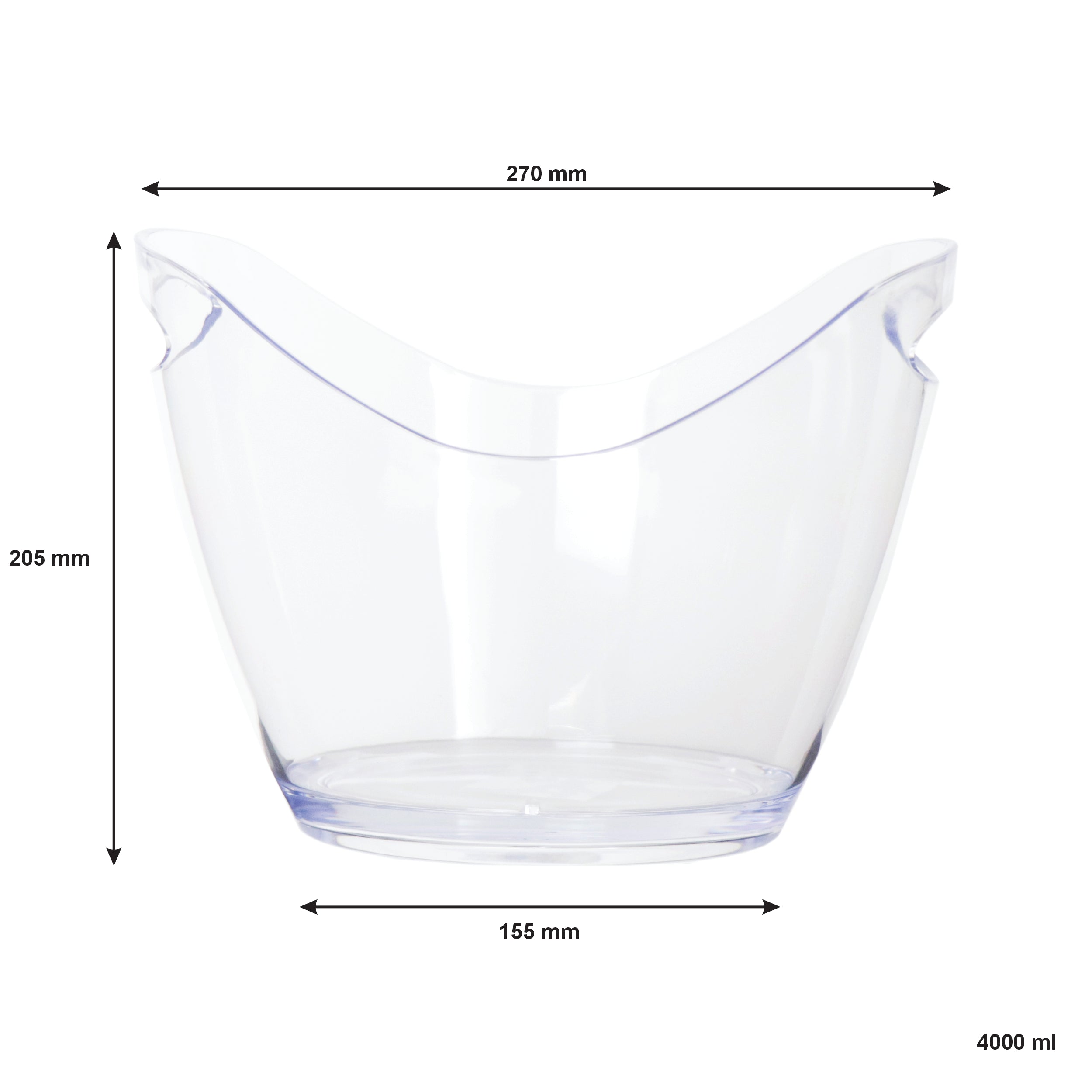 BAR BUTLER WINE BUCKET OVAL CLEAR PS PLASTIC, 4L