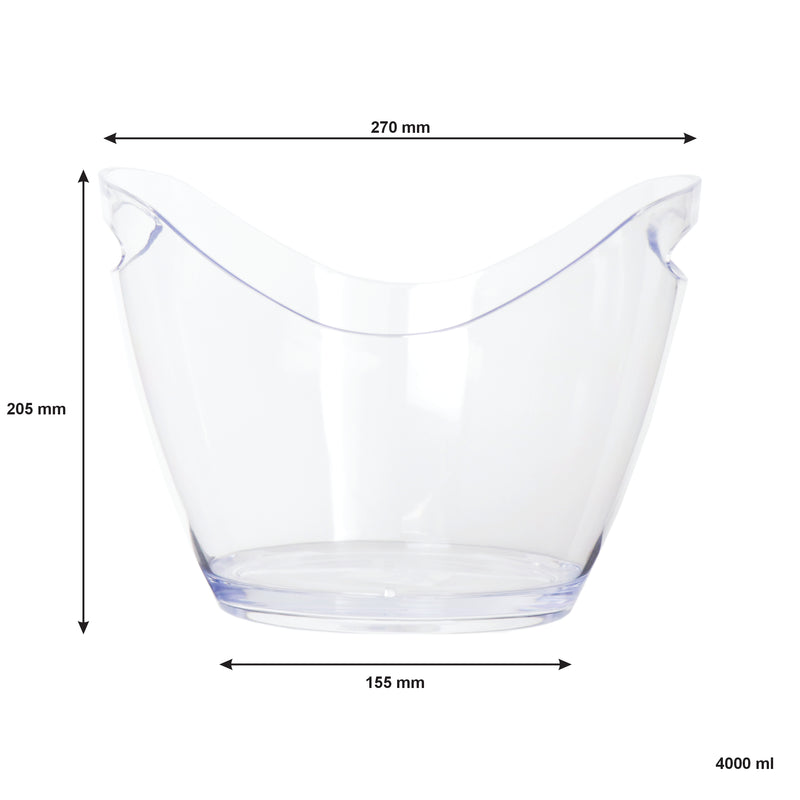 BAR BUTLER WINE BUCKET OVAL CLEAR PS PLASTIC, 4LT (270X205X155MM)
