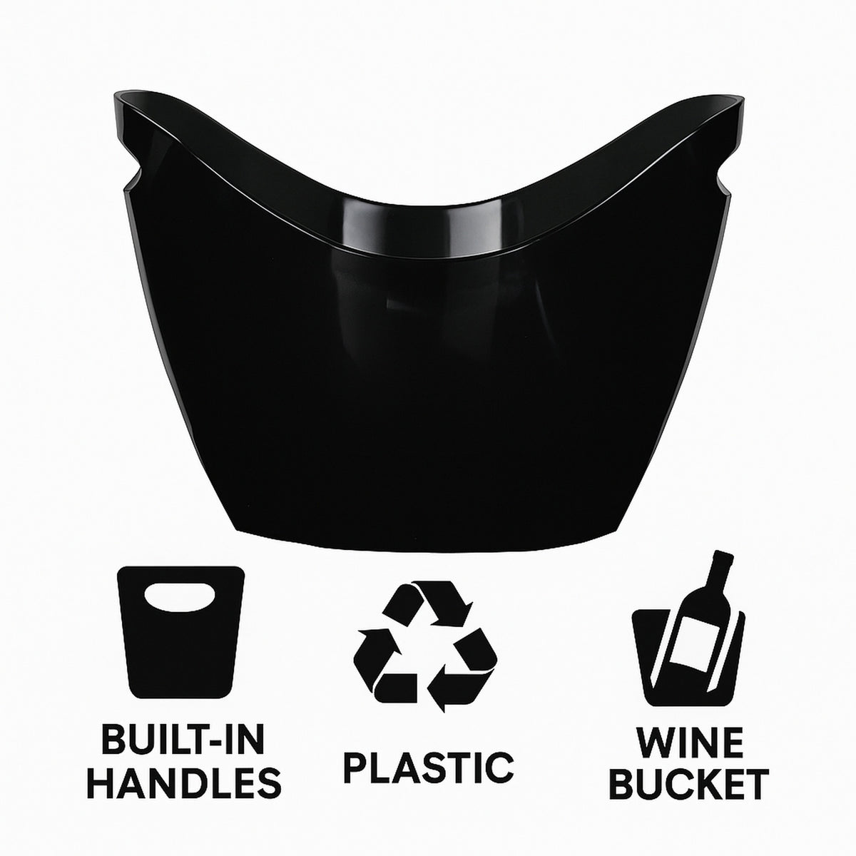 BAR BUTLER WINE BUCKET OVAL TRANSPARENT BLACK PS PLASTIC, 4L