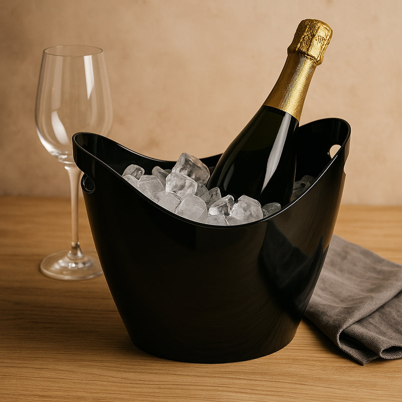 BAR BUTLER WINE BUCKET OVAL TRANSPARENT BLACK PS PLASTIC, 4L