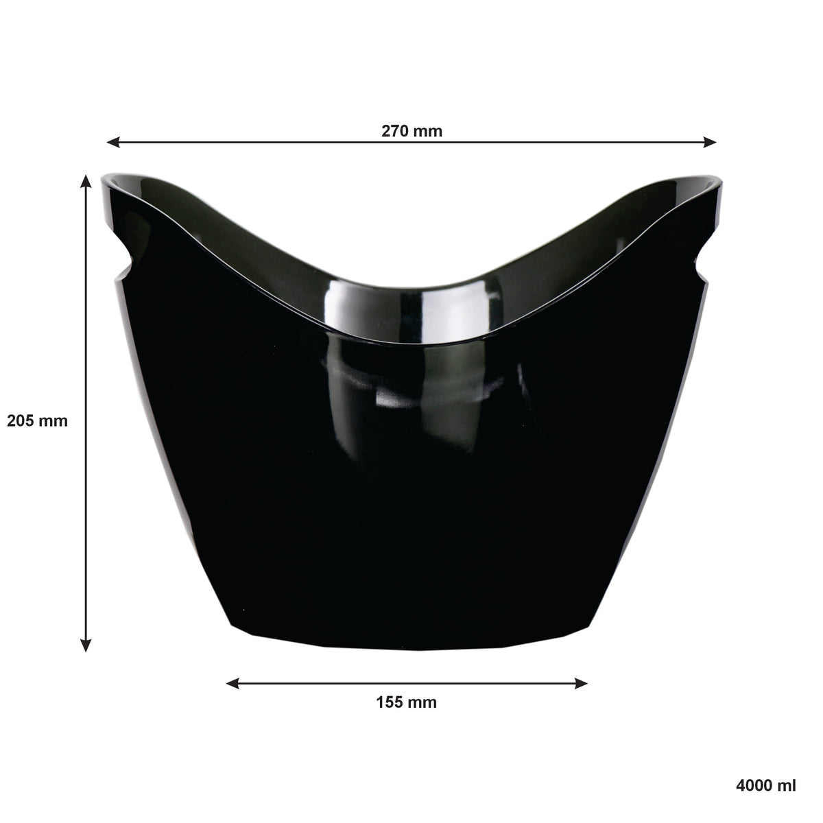 BAR BUTLER WINE BUCKET OVAL TRANSPARENT BLACK PS PLASTIC, 4L