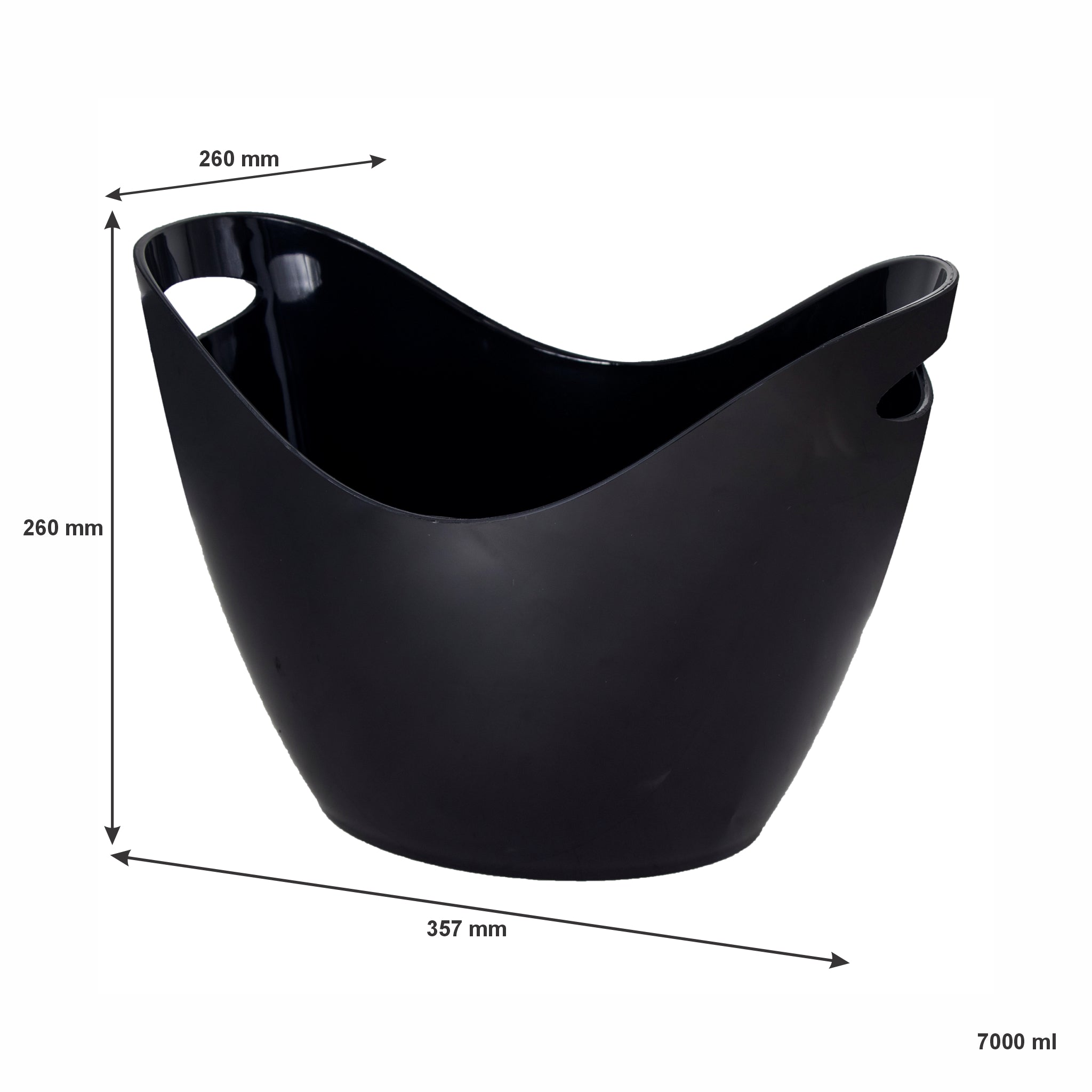 BAR BUTLER WINE BUCKET OVAL BLACK PS PLASTIC, 7L