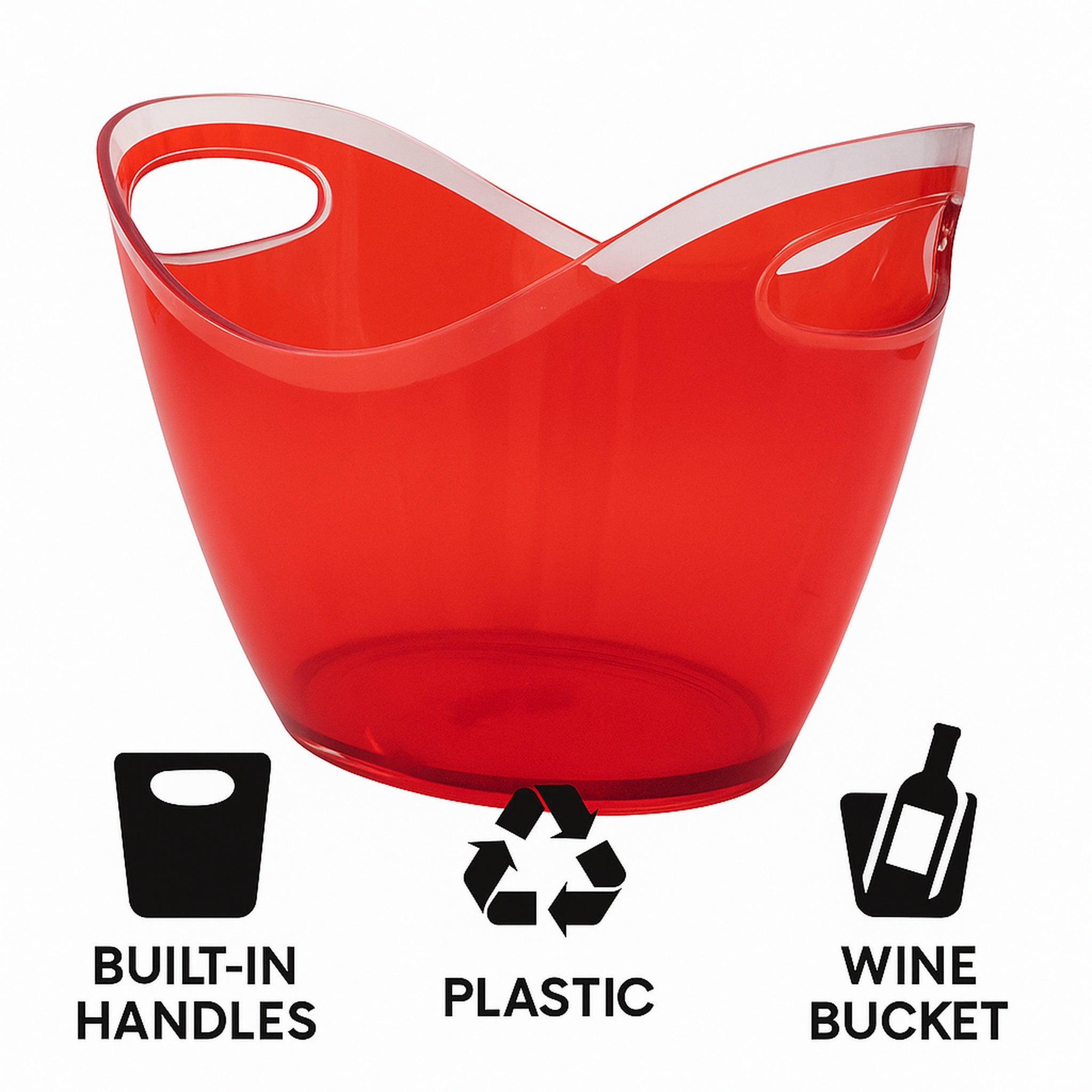 BAR BUTLER TWO TONE WINE BUCKET OVAL RED/CLEAR PS PLASTIC, 3.5L