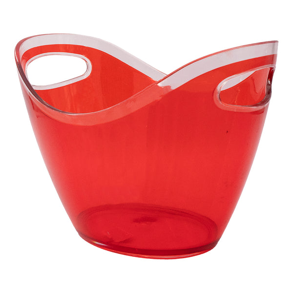 BAR BUTLER WINE/BEER ICE BUCKET OVAL RED DOUBLE WALLED (4MM) PS PLASTIC, 3.5LT (265X204X200MM)