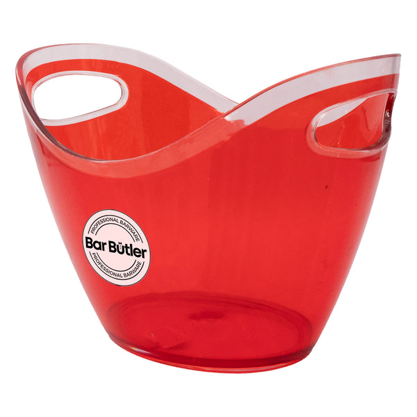 BAR BUTLER WINE ICE BUCKET OVAL RED THICK PS PLASTIC (4MM), 3.5LT (265X204X200MM)